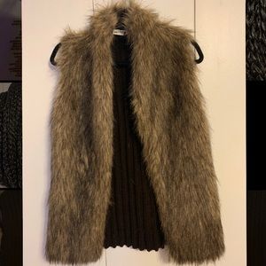 Faux fur and knit vest